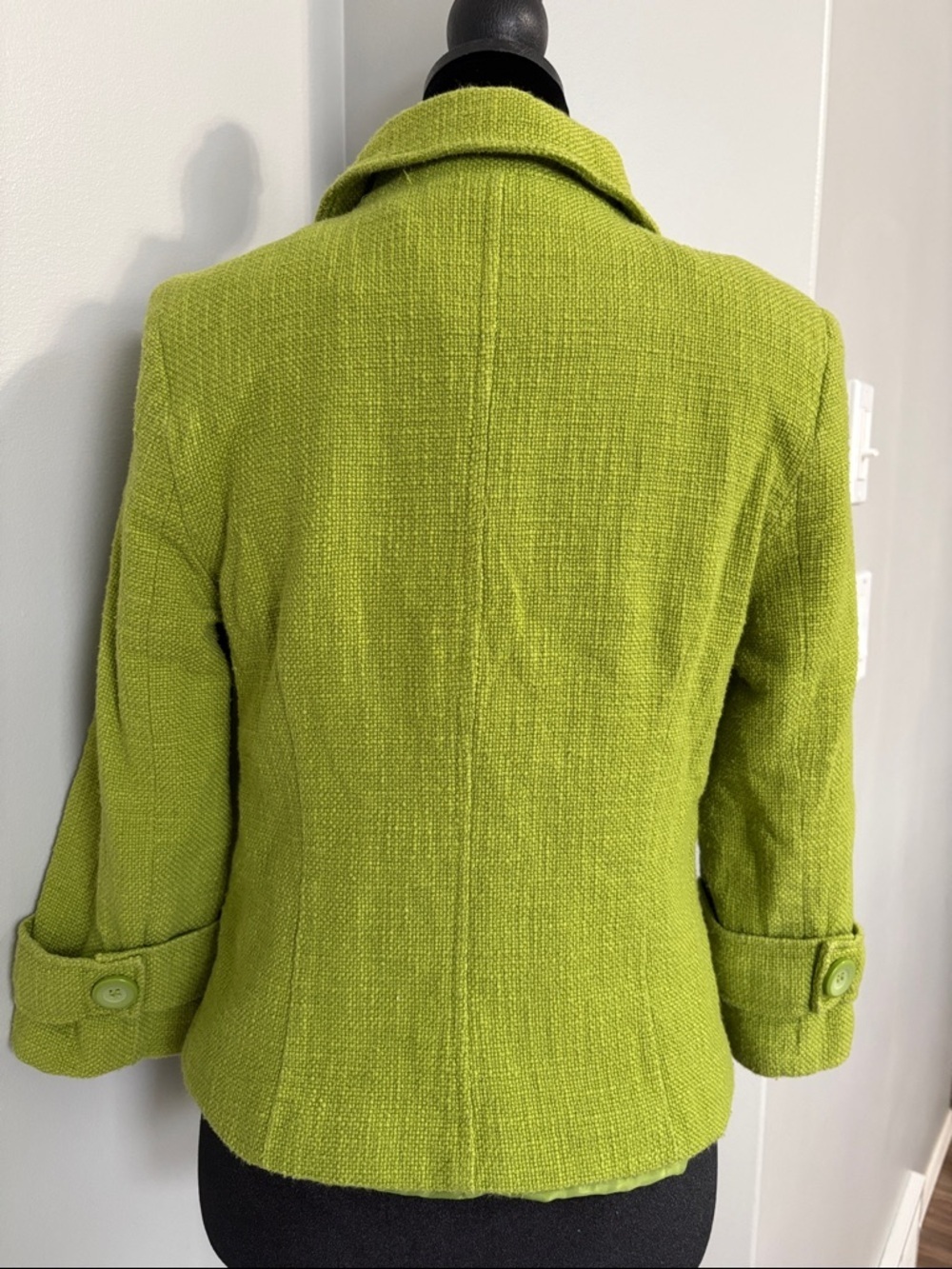 Jessica Chartreuse Button-Front Textured Jacket - Picture 4 of 5